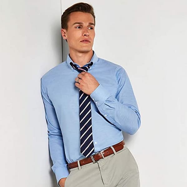Kustom Kit Mens Oxford Slim Long-Sleeved Shirt