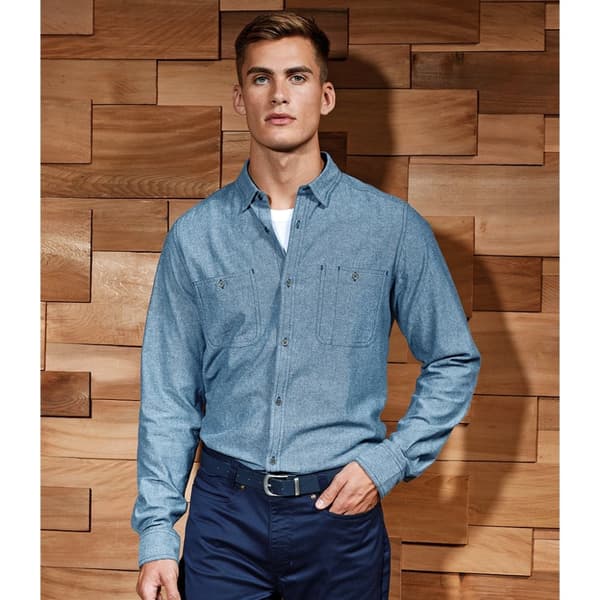 Premier Mens Chambray Organic Long-Sleeved Shirt