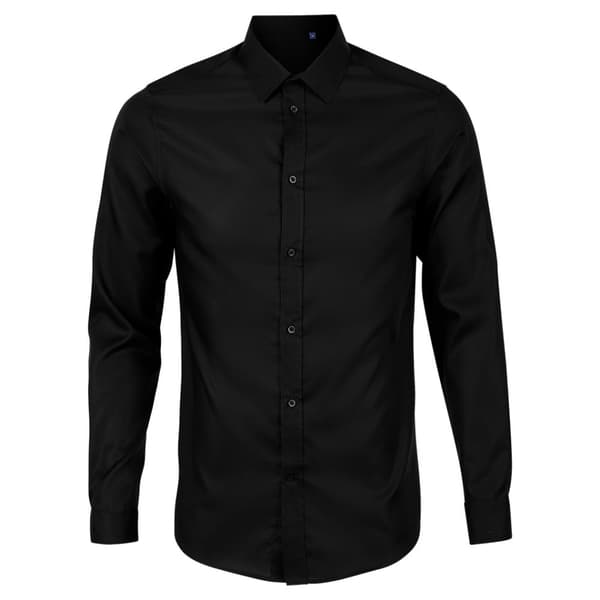 NEOBLU Mens Blaise Micro Twill långärmad formell skjorta för män Deep Black XL