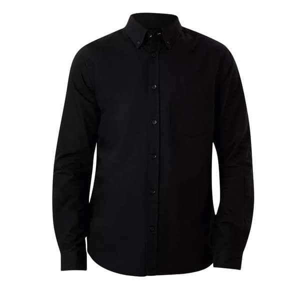 Burton Långärmad formell skjorta med bröstficka för män Black XL