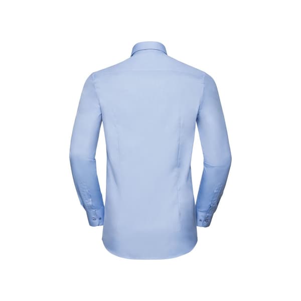 Russell Mens Contrast Herringbone Stitch Tailored Long-Sleeved Formal Shirt