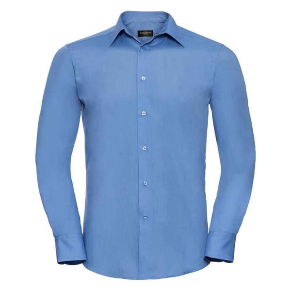 Russell Collection Långärmad formell skjorta i lättskött polycotton för herrar