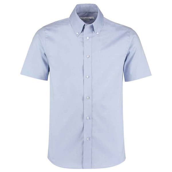 Kustom Kit Kortärmad skräddarsydd Oxford-skjorta i premiumkvalitet för herrar Light Blue 14.5in