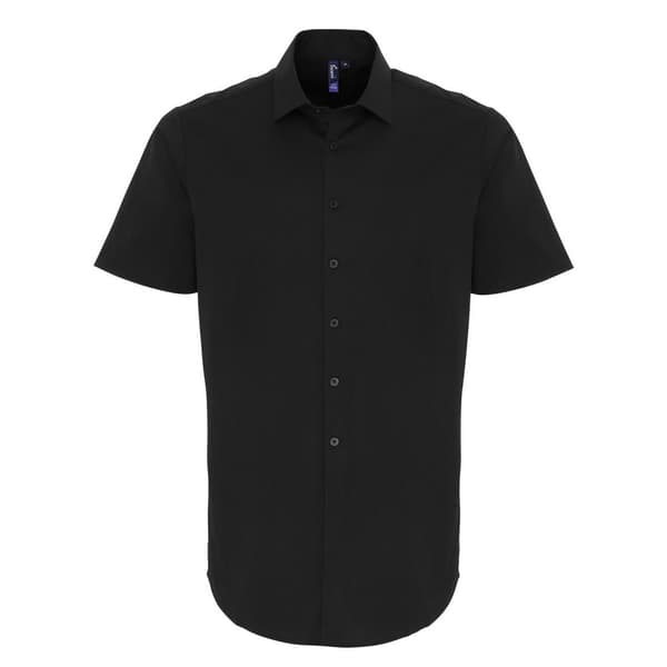 Premier Mens Poplin Stretch Short-Sleeved Shirt