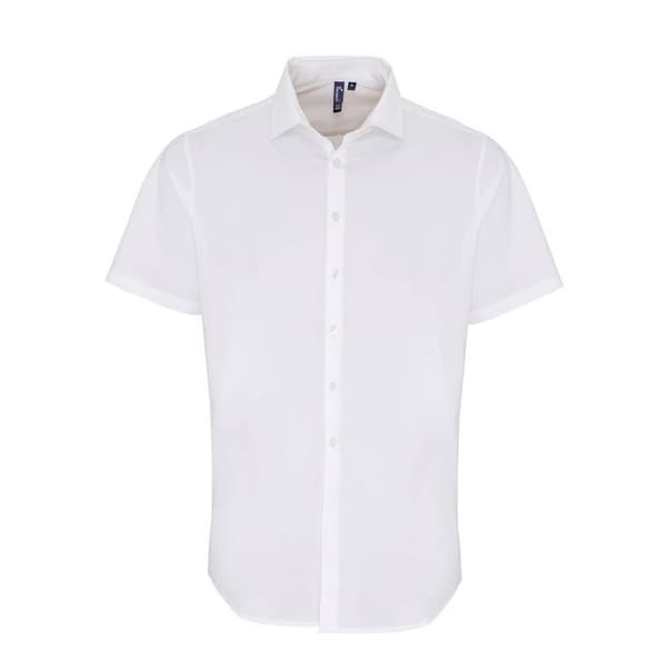 Premier Mens Poplin Stretch Short-Sleeved Shirt