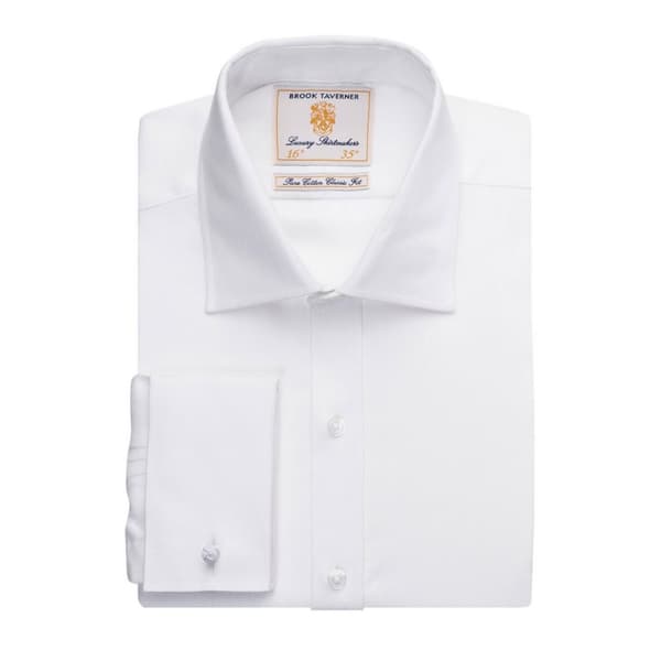 Brook Taverner Mens Andora Herringbone Long-Sleeved Formal Shirt