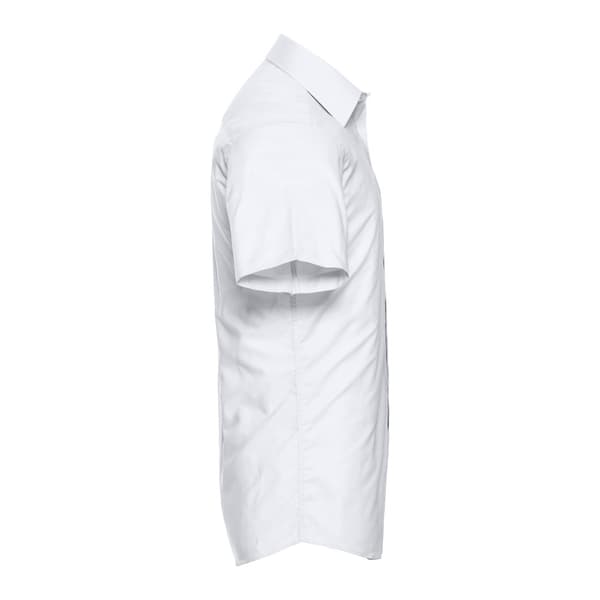 Russell Collection Mens Plain Oxford Easy-Care Short-Sleeved Shirt