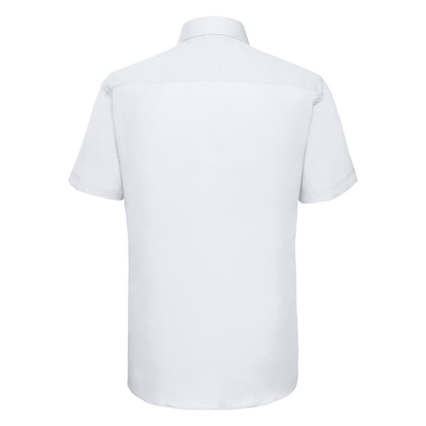 Russell Collection Mens Plain Oxford Easy-Care Short-Sleeved Shirt