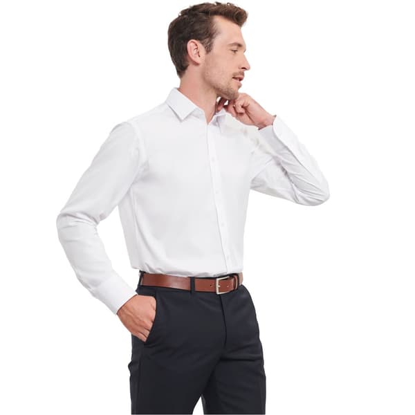 Russell Collection Mens Herringbone Long-Sleeved Formal Shirt