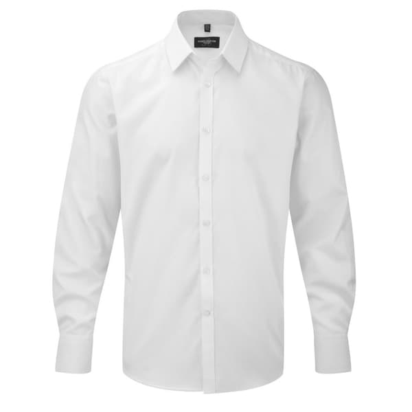 Russell Collection Mens Herringbone Long-Sleeved Formal Shirt