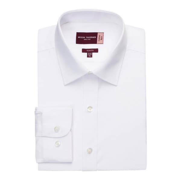 Brook Taverner Mens Alba Poplin Slim Long-Sleeved Shirt
