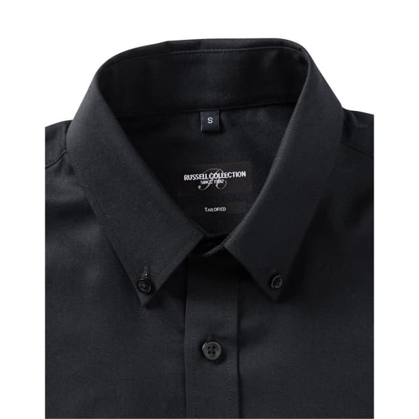Russell Collection Mens Button-Down Tailored Formal Shirt Black 19.5in