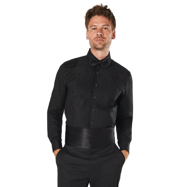 Burton Mens Pleat Front Slim Formal Shirt Black 17.5in