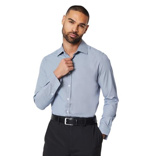 Burton Mens Puppytooth Slim Formal Shirt Navy 17in