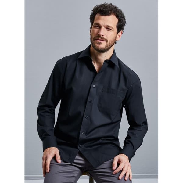 Russell Mens Long Sleeve Pure Cotton Work Shirt