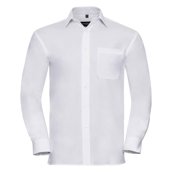 Russell Mens Long Sleeve Pure Cotton Work Shirt White S