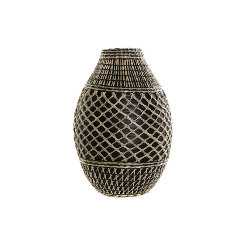 Vas DKD Home Decor Brun Svart Bambu Fibrer Kolonial (24 x 24 x 37 cm)