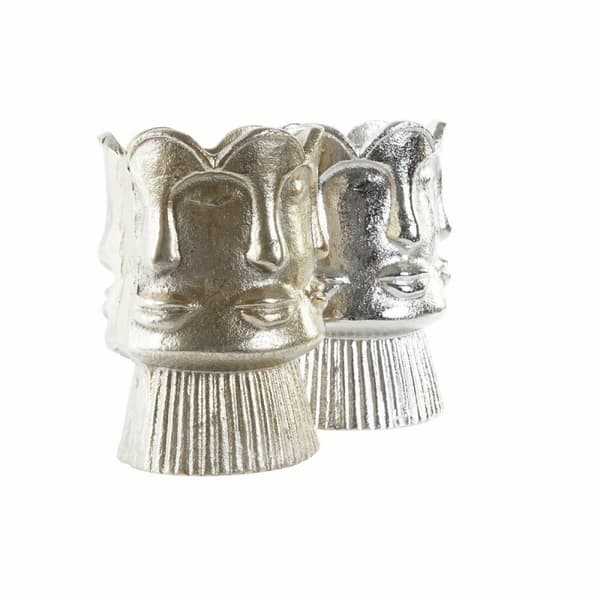 Vas DKD Home Decor Gyllene Ansikte Champagne Silvrig Aluminium Modern 12 x 12 x 17 cm (2 antal)