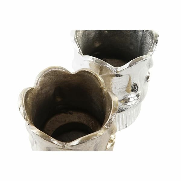 Vas DKD Home Decor Gyllene Ansikte Champagne Silvrig Aluminium Modern 12 x 12 x 17 cm (2 antal)