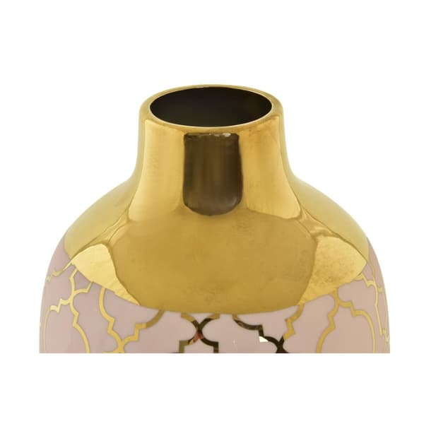 Vas DKD Home Decor Porslin Rosa Gyllene Orientalisk (15 x 15 x 41,5 cm)