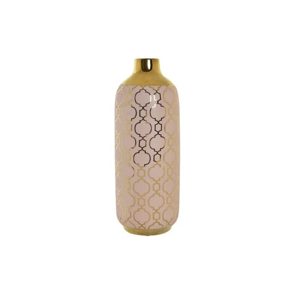 Vas DKD Home Decor Porslin Rosa Gyllene Orientalisk (15 x 15 x 41,5 cm)