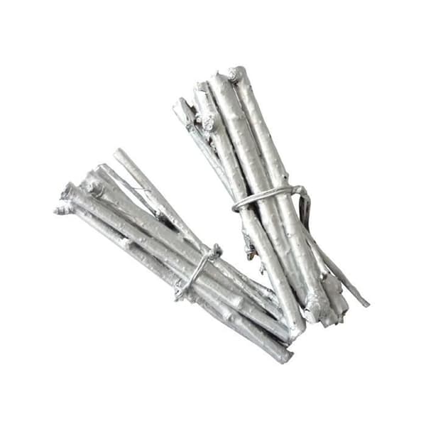 4 minis fagots av kvistar 7 cm - silverfärgad
