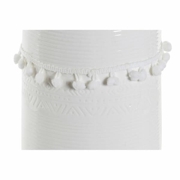 Vas DKD Home Decor Vit Stengods Tofs 12 x 12 x 24 cm