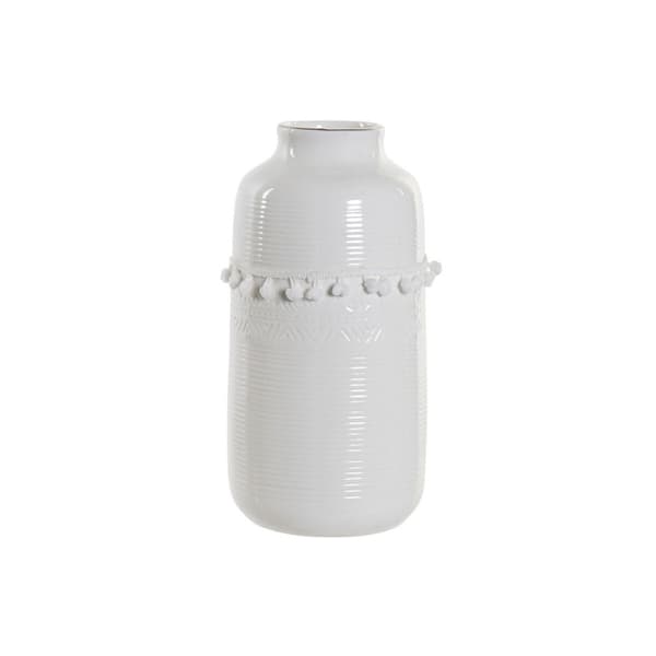 Vas DKD Home Decor Vit Stengods Tofs 12 x 12 x 24 cm