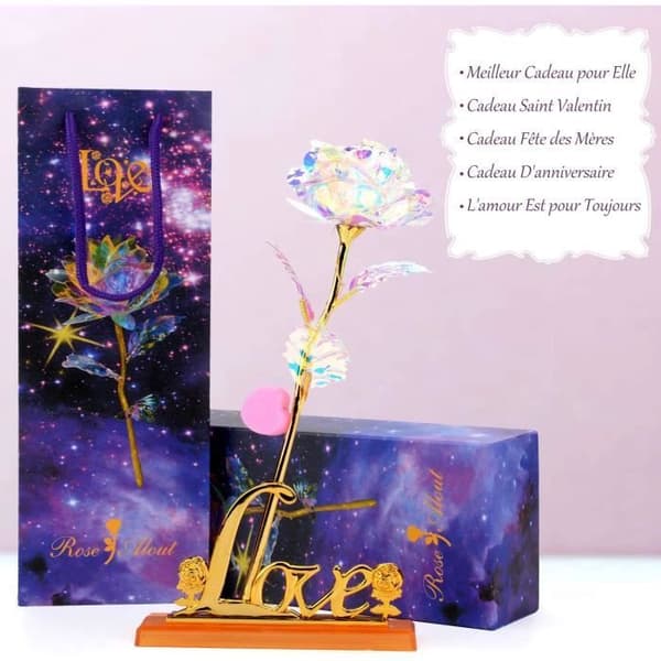 Eternal Rose - Lysande Ros 24 K Guldpläterad - Romantisk Blomma med Box - Bröllops- och Jubileumsgåva