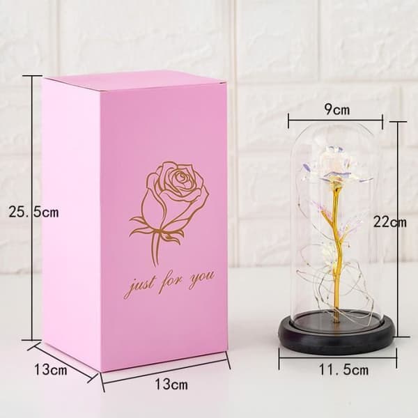 "Beauty and the Beast" Rose Gold Folie Rose Lamp Colorful Rose Flower Eternal Rose - Colorful Lights