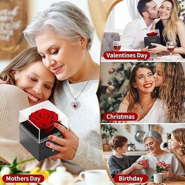Julklappsidéer Eternal Rose under Bell, Damsmyckenpresent, Presenter till mamma Födelsedag Damhalsband