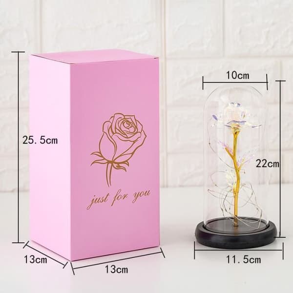 Färgglad Eternal Rose Lamp - Färgade rosor med bladguld - Santa Claus