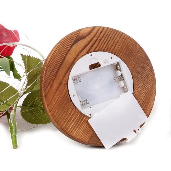 Beauty and the Beast Förtrollad rosa elegant glaskupol med LED-lampor - brun bas