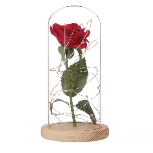 Beauty and the Beast Enchanted Rose Elegant glaskupol med LED-lampor - Beige bas