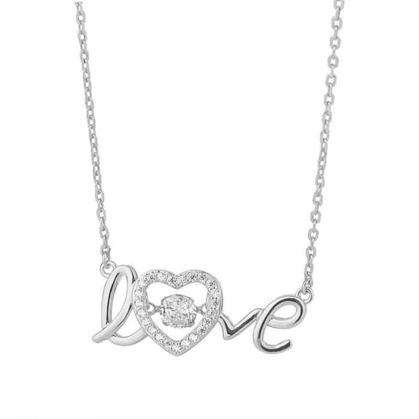 Smart Letter LOVE Enkelt bankande hjärta hänge halsband med röd evig ros presentförpackning