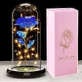 Miniatyrbild 1 av 4: Eternal Rose Under Bell, Galaxy Rose med LED-lampor, lysande rosblommor, konstgjord rosblommagåva, blå