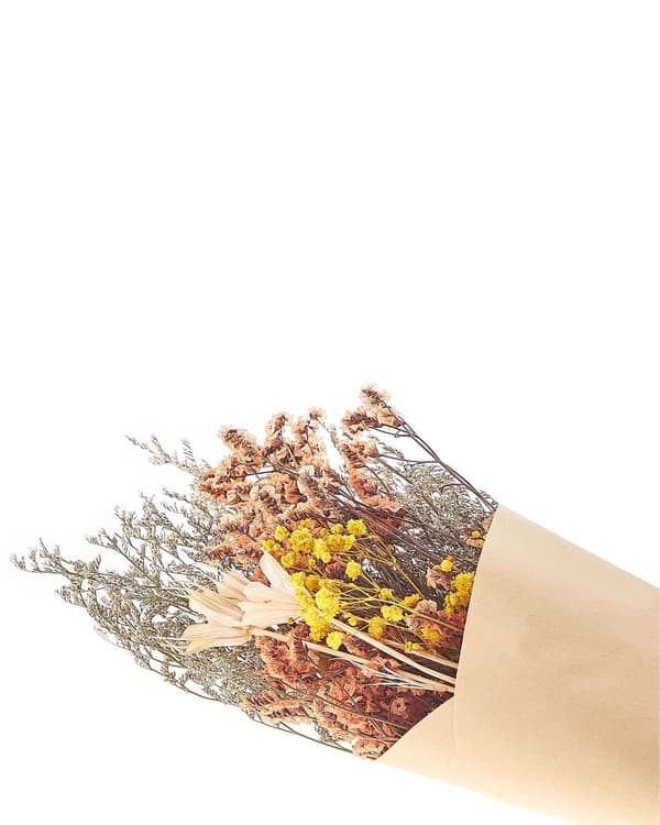Tørket Blomsterbukett Oransje Gul Naturlige Tørkede Blomster 65 cm Borddekorasjon