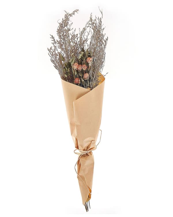 Tørket Blomsterbukett Oransje Grønn Naturlige Tørkede Blomster 65 cm Borddekorasjon