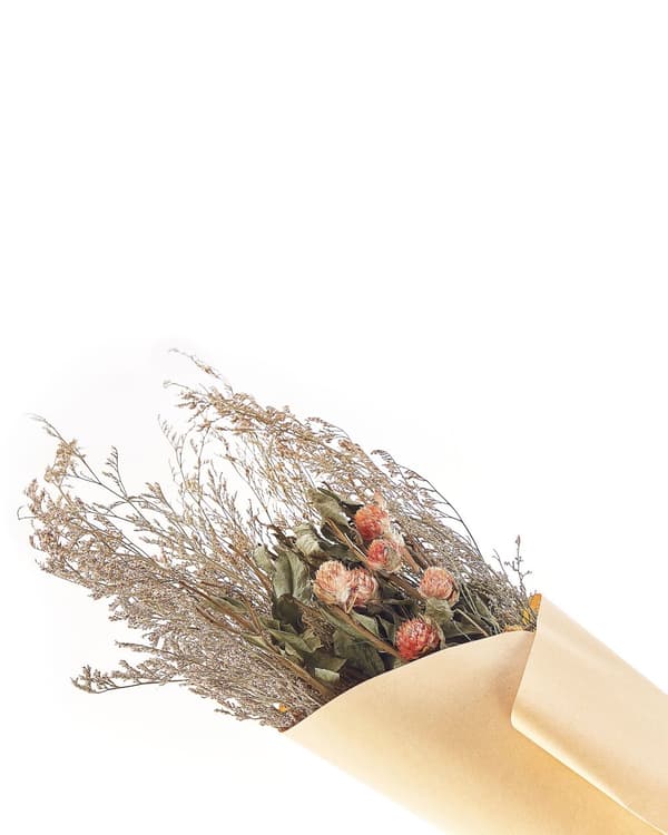 Tørket Blomsterbukett Oransje Grønn Naturlige Tørkede Blomster 65 cm Borddekorasjon