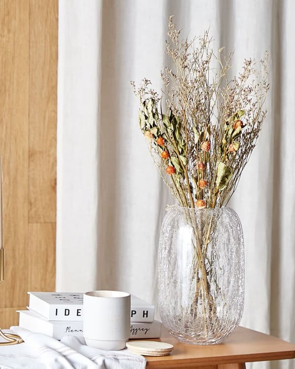 Tørket Blomsterbukett Oransje Grønn Naturlige Tørkede Blomster 65 cm Borddekorasjon