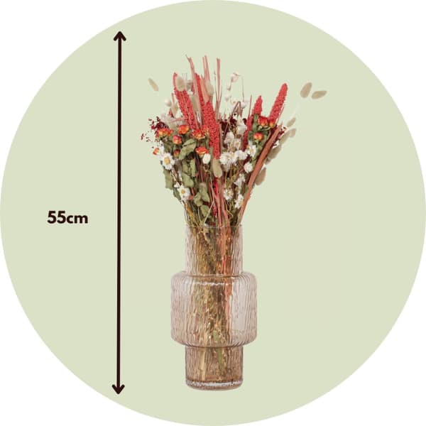 Buket 'Lady in Red' - Tørrede blomster - Højde 55cm