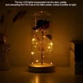 Miniatyrbild 2 av 4: Eternal Rose LED-rosblad "Beauty and the Beast" LED-ljus med fallen i glaskupol på en träbas (lila H0103D