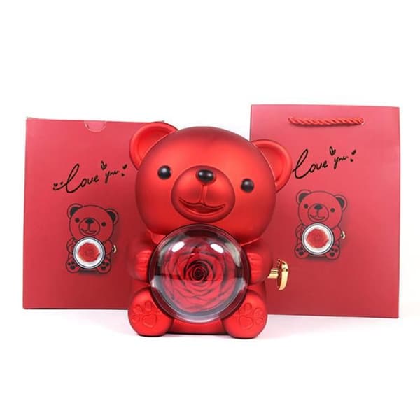 INN Eternal Rose presentask Björn Eternal Rose presentask Alla hjärtans dag presentask Kan placera smycken presentask