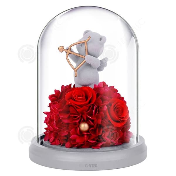 INN® Cupid Confessions Flockad Björn Forever Blommor Riktiga blommor Rosor Semesterpresent till flickvän Födelsedagspresent