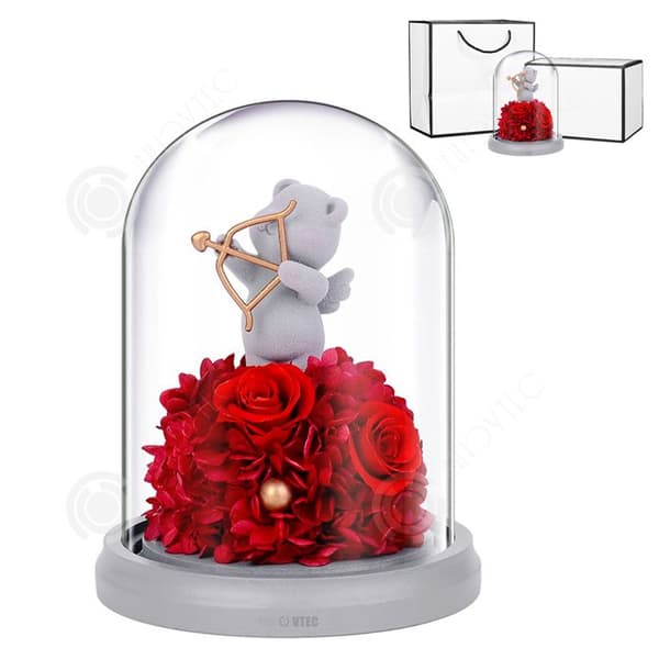 INN® Cupid Confessions Flockad Björn Forever Blommor Riktiga blommor Rosor Semesterpresent till flickvän Födelsedagspresent