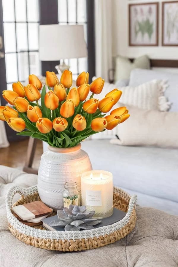 Skum Tulipaner Kunstige Blomster Naturtro 34 cm 9stk