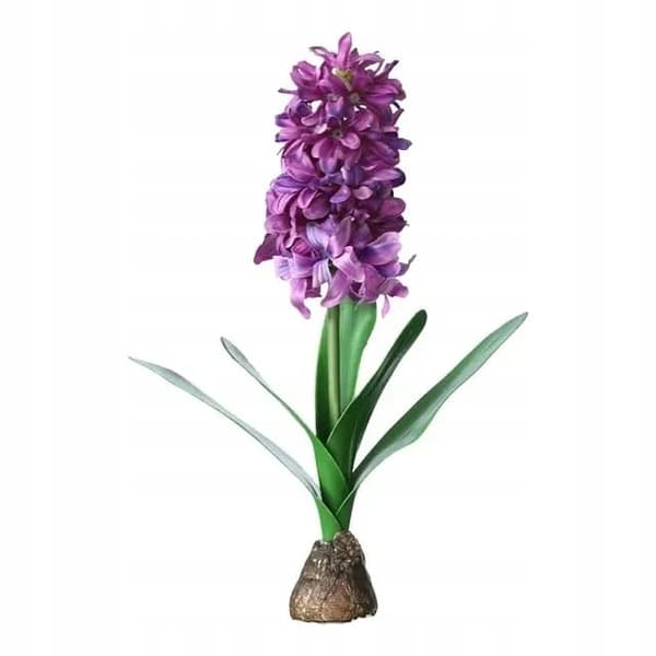 KUNSTIG HYACINT MED BLADE OG LØG 31 cm naturtro