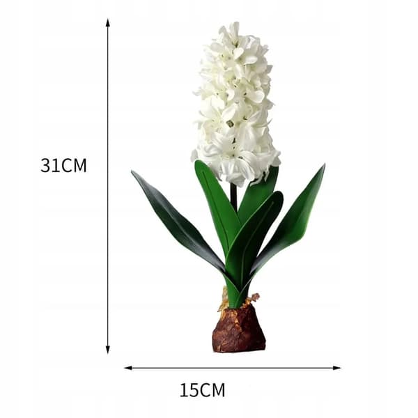 KONSTGIVNA HYACINT MED LÖV OCH LÖK 31 cm naturtrogen