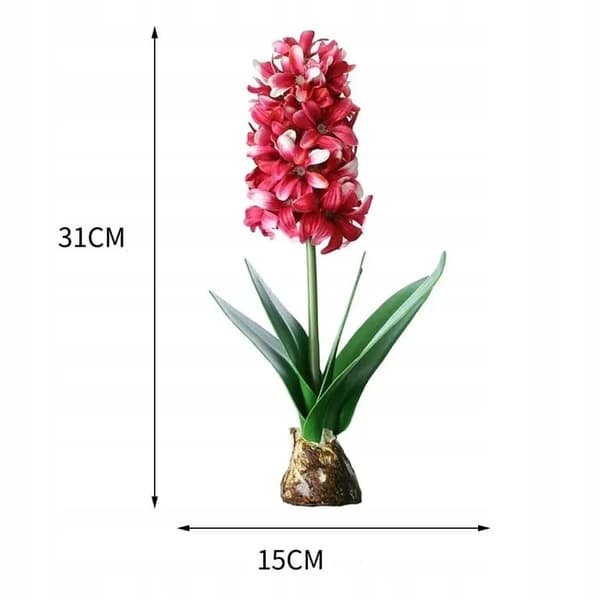 KONSTGIVNA HYACINT MED LÖV OCH LÖK 31 cm naturtrogen