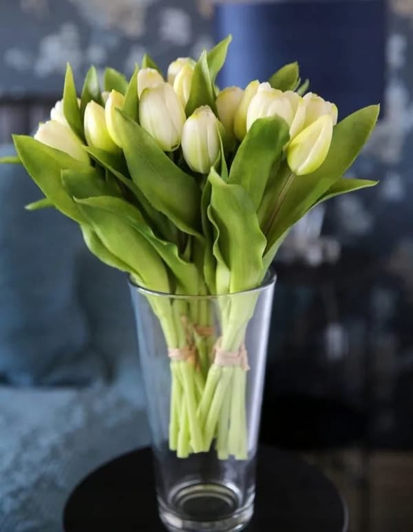 Silikonegummi tulipaner 40 cm 5 stk naturtro hvide